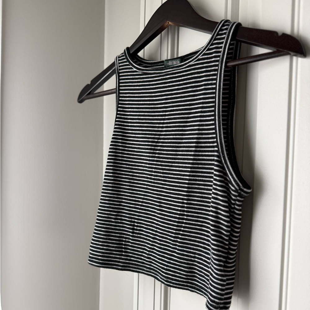 Wild Fable Black and White Striped Crop Top